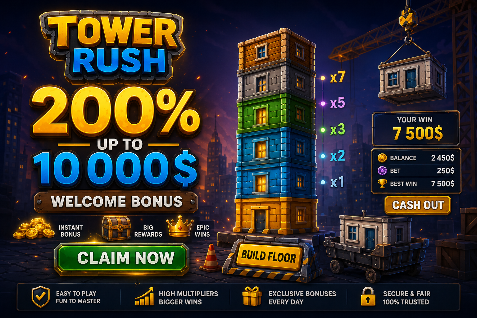 Tower Rush game welcome bonus in Indonesia
